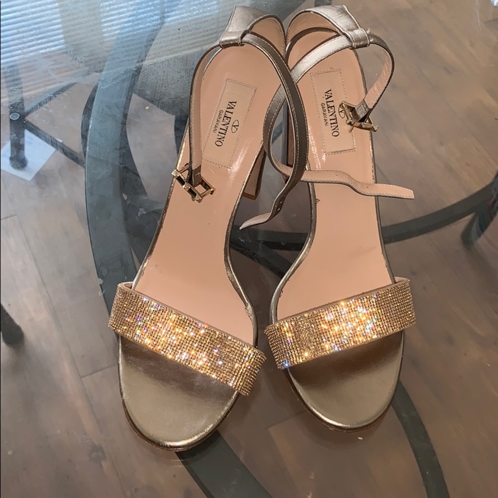 Gold Valentino Embroidered w/ Crystals Sandal